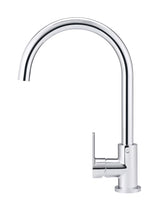Meir Round Gooseneck Kitchen Mixer Tap with Paddle Handle - Polished Chrome
