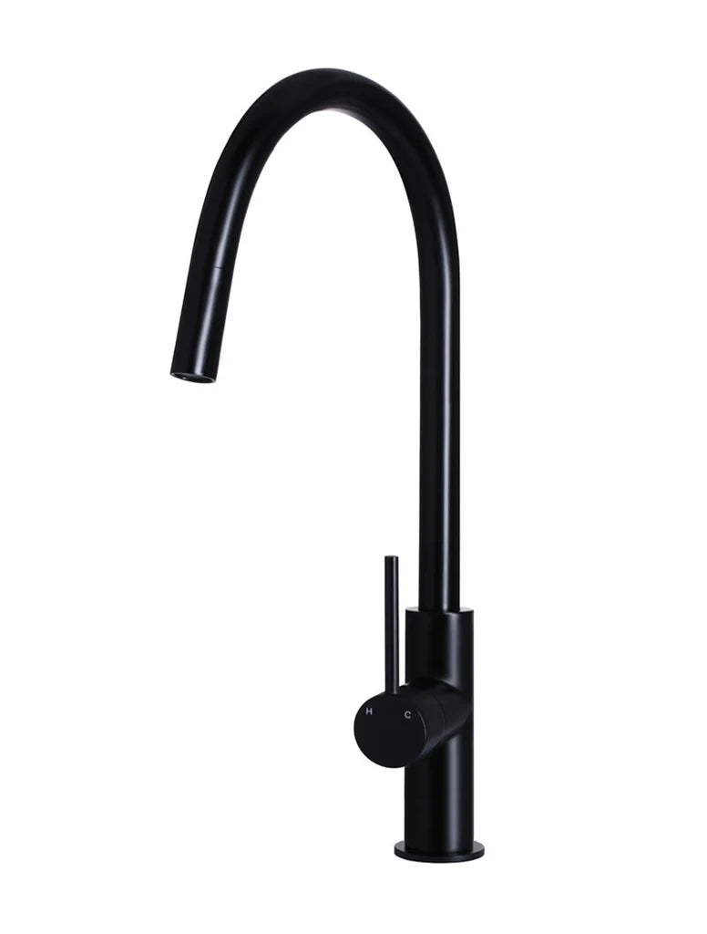 Meir Round Piccola Pull Out Kitchen Mixer Tap - Matte Black