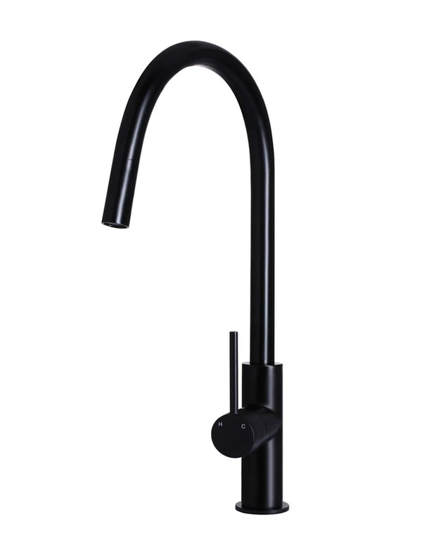 Meir Round Piccola Pull Out Kitchen Mixer Tap - Matte Black