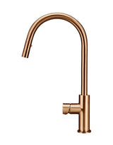 Meir Round Pinless Piccola Pull Out Kitchen Mixer Tap - PVD Lustre Bronze