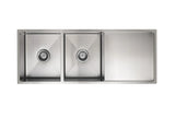 Meir Lavello Kitchen Sink - Double Bowl & Drainboard 1160 x 440 - PVD Brushed Nickel