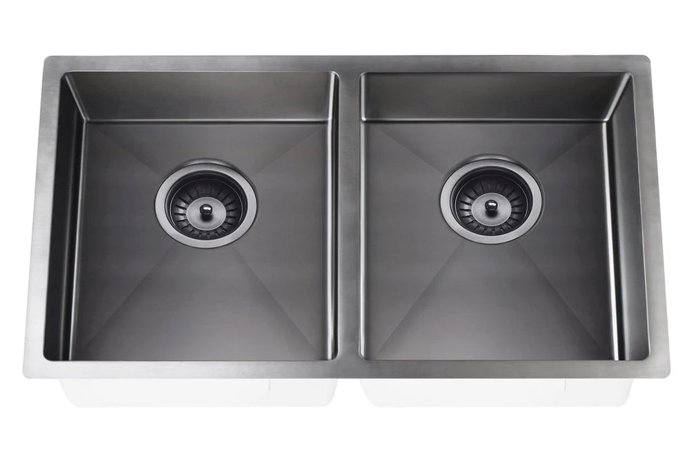 Meir Lavello Kitchen Sink - Double Bowl 860 x 440 - PVD Gunmetal Black