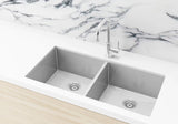 Meir Lavello Kitchen Sink - Double Bowl 860 x 440 - PVD Brushed Nickel