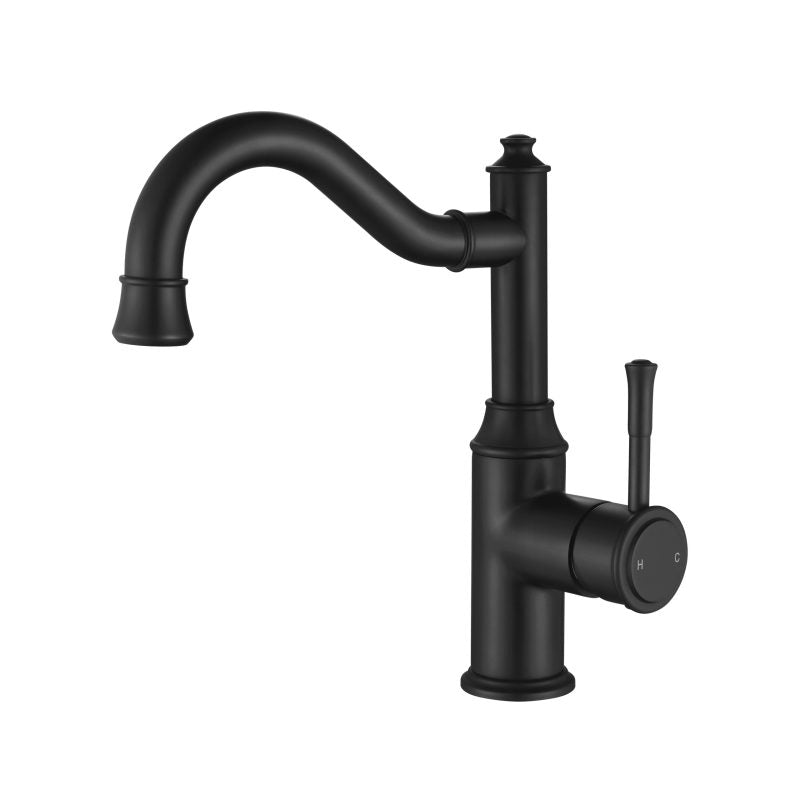 Modern National Montpellier Shepherd’s Crook High Rise Basin Mixer Matte Black