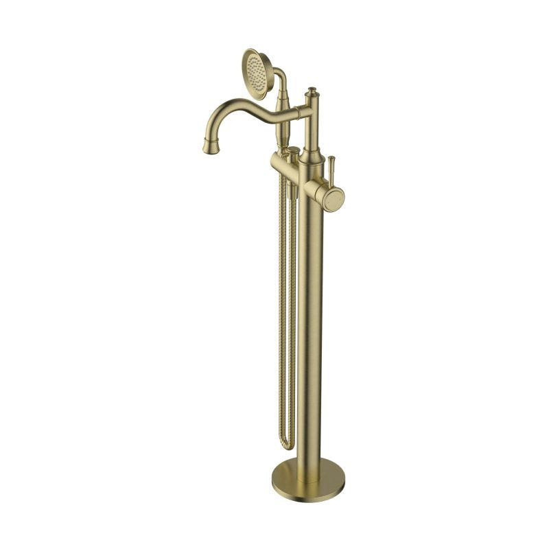 Modern National Montpellier Freestanding Bath Mixer with Hand Shower Brushed Bronze