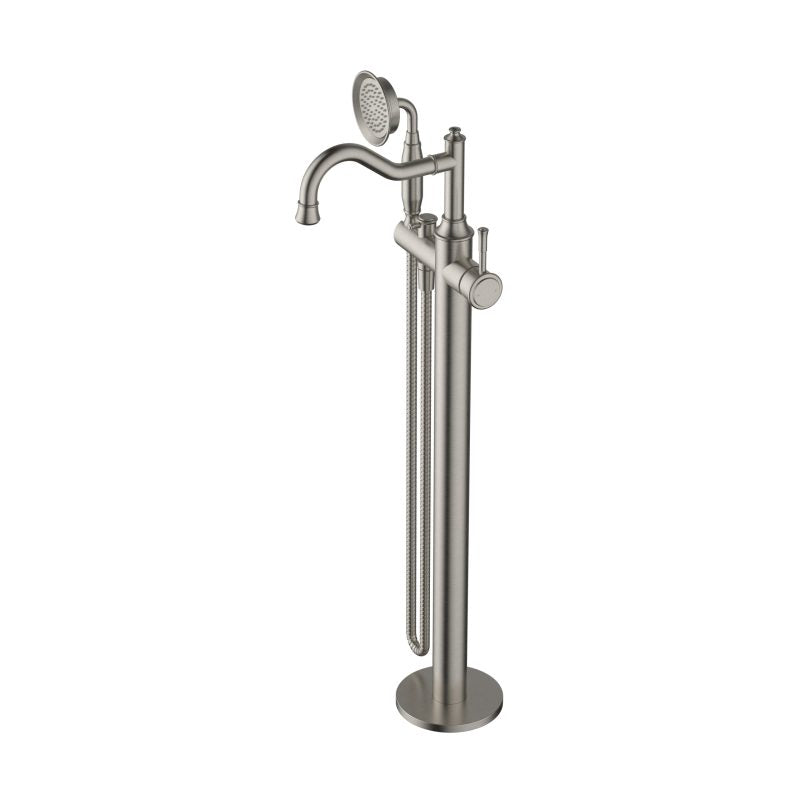 Modern National Montpellier Freestanding Bath Mixer with Hand Shower Brushed Nickel