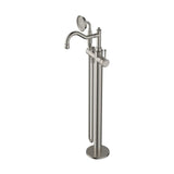 Modern National Montpellier Freestanding Bath Mixer with Hand Shower Brushed Nickel