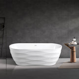 Aquaperla 1700*750*580mm Acrylic Freestanding Oval With 3D Bathtub - Gloss White