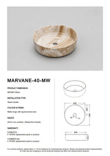 Aquaperla 400x400x130mm Above Counter Basin - Matte Stone Marble Look Finish