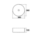 Aquaperla 360x360x125mm Above Counter Basin - Matte Black Exterior & Matte White Interior