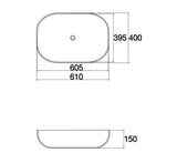 Aquaperla 605x400x145mm Above Counter Basin - Gloss White