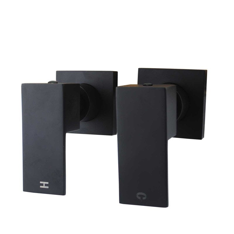 Aquaperla Wall Top Assembly Twin Tap Set - Black (OX0002.ST)