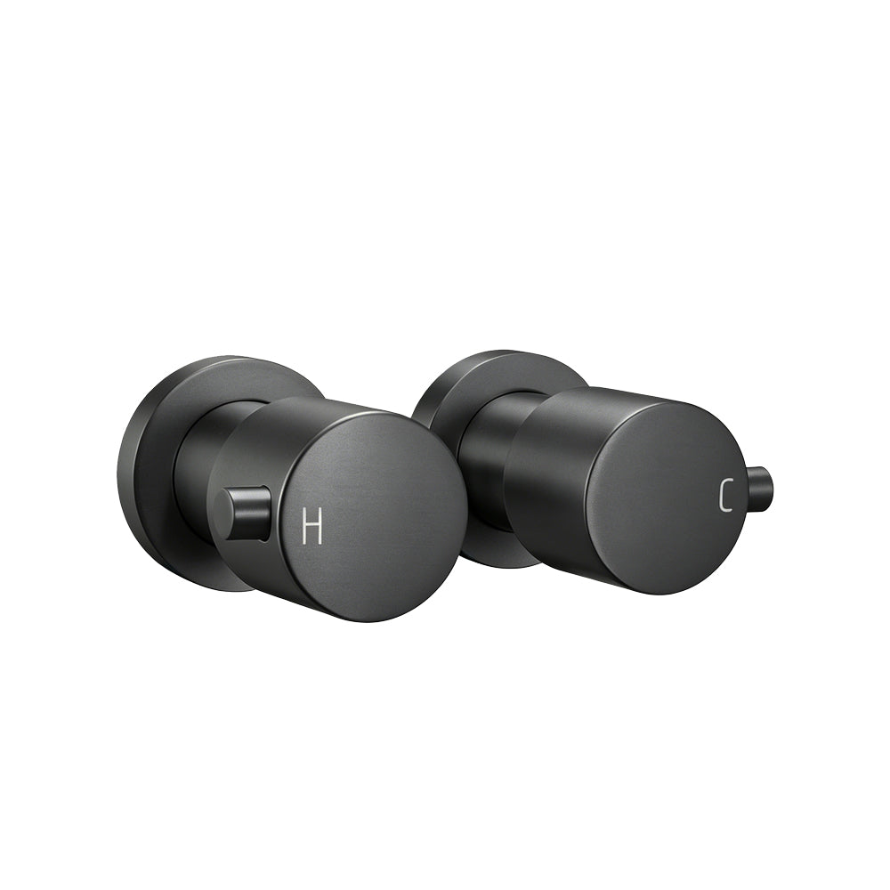 Aquaperla Round Wall Top Assembly Tap Pair - Black (OX0007.ST)