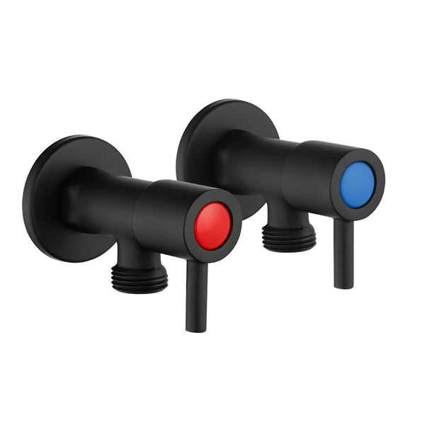 Aquaperla Round Water Stop Valves (One Pair) - Black