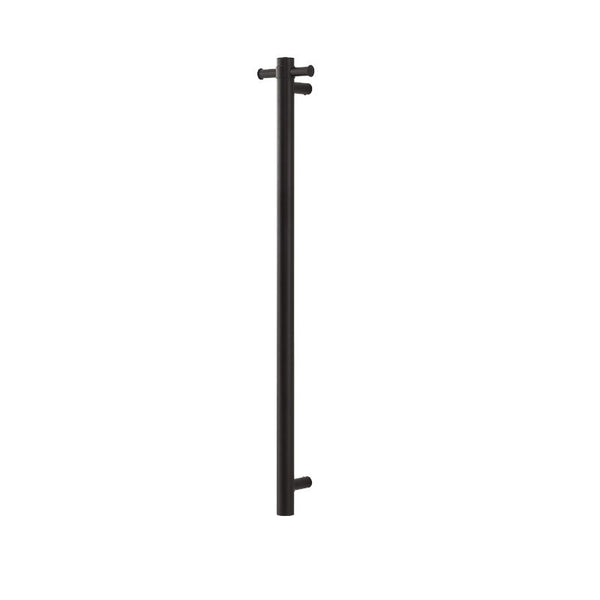 Aquaperla Round Vertical Electric Heated Towel Rack Single Bar - Matt Black