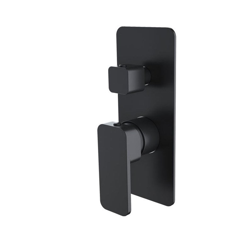 Aquaperla Ivano Square Wall Mixer With Diverter - Black