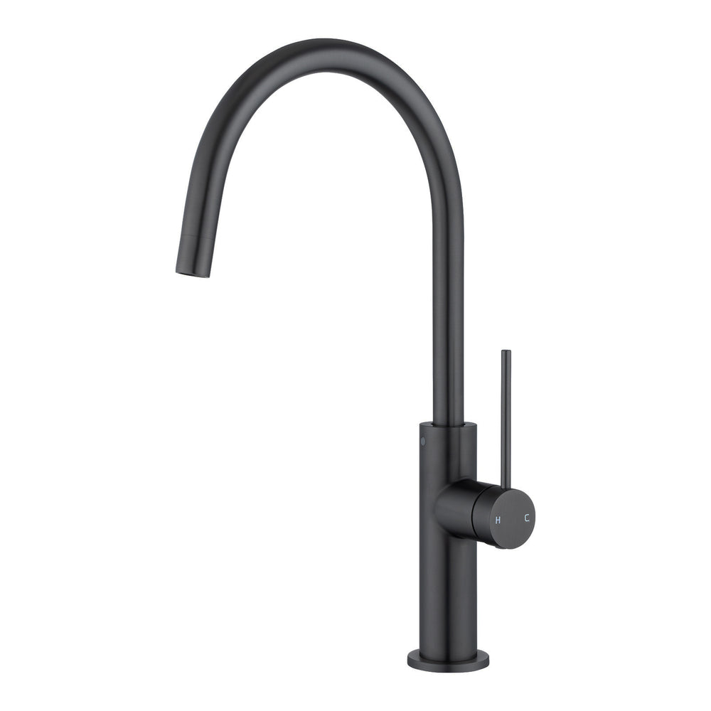 Aquaperla Standard Slim Stainless Steel Kitchen Mixer With 360° Swivel Spout - Black
