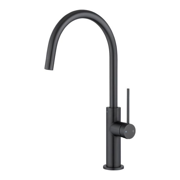 Aquaperla Standard Slim Stainless Steel Kitchen Mixer With 360° Swivel Spout - Black