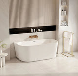 Aquaperla ROSE Series 1500*750*580mm Back to Wall Acrylic Bathtub - Matte White