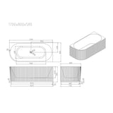 Aquaperla ROSE Series 1700*800*580mm Corner Acrylic Bathtub - Matte White (Right Corner)