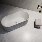 Aquaperla 1500*750*580mm Roma Fluted Acrylic Freestanding Bathtub - Gloss White (Pop-up Waste & Plug included)