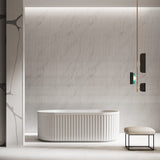 Aquaperla 1700*800*580mm Roma Fluted Acrylic Freestanding Bathtub - Matte White (Pop-up Waste & Plug included)
