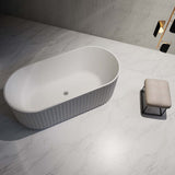 Aquaperla 1700*800*580mm Roma Fluted Acrylic Freestanding Bathtub - Matte White (Pop-up Waste & Plug included)