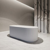 Aquaperla 1700*800*580mm Roma Fluted Acrylic Freestanding Bathtub - Matte White (Pop-up Waste & Plug included)