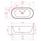 Aquaperla 1700*800*580mm Roma Fluted Acrylic Freestanding Bathtub (Pop-up Waste & Plug included) - Gloss White