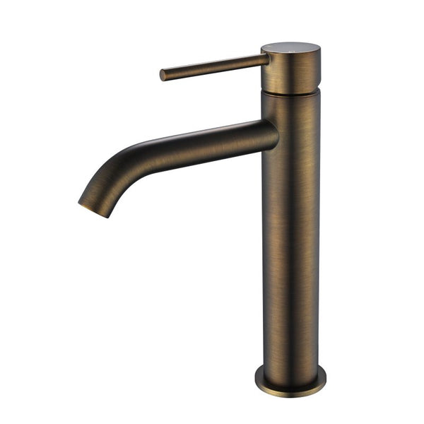 Modern National Star Mini Mid-Rise Basin Mixer Curved Spout Antique Brass
