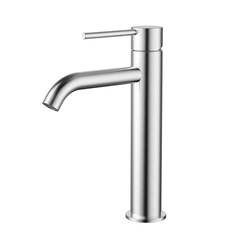 Modern National Star Mini Mid-Rise Basin Mixer Curved Spout Brushed Chrome