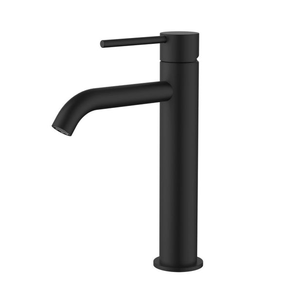 Modern National Star Mini Mid-Rise Basin Mixer Curved Spout Matte Black
