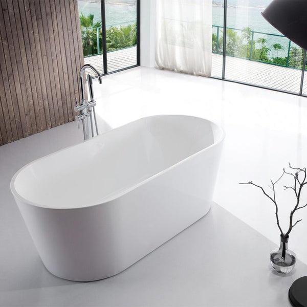 Aquaperla 1500*750*580mm Shanty Acrylic Freestanding Bathtub - Gloss White (waste & plug included)