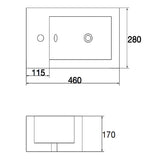 Aquaperla 460x280x170mm Wall Hung Basin - Gloss White - CLA-WH-46-L