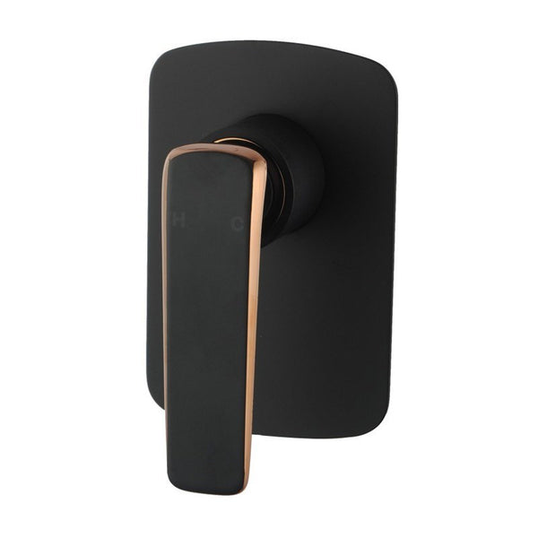 Aquaperla Esperia Square Wall Mixer - Black & Rose Gold