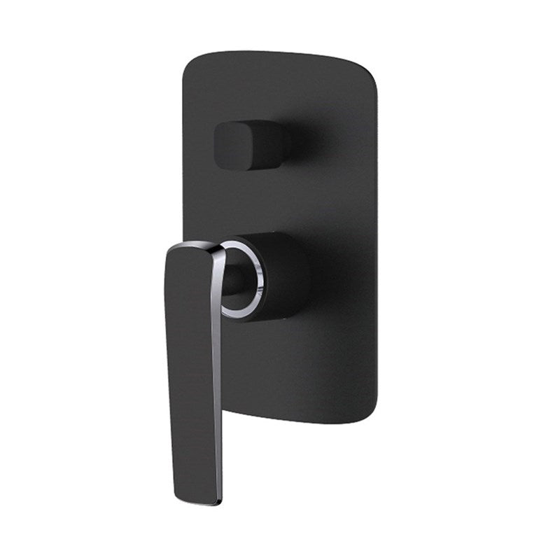 Aquaperla Esperia Square Wall Mixer With Diverter - Black & Chrome