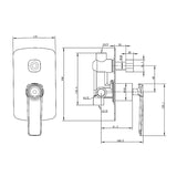 Aquaperla Esperia Square Wall Mixer With Diverter - Chrome
