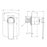 Aquaperla Esperia Square Wall Mixer - Black & Chrome