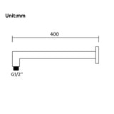 Aquaperla 400mm Wall Shower Arm - Black - OX0104.SA