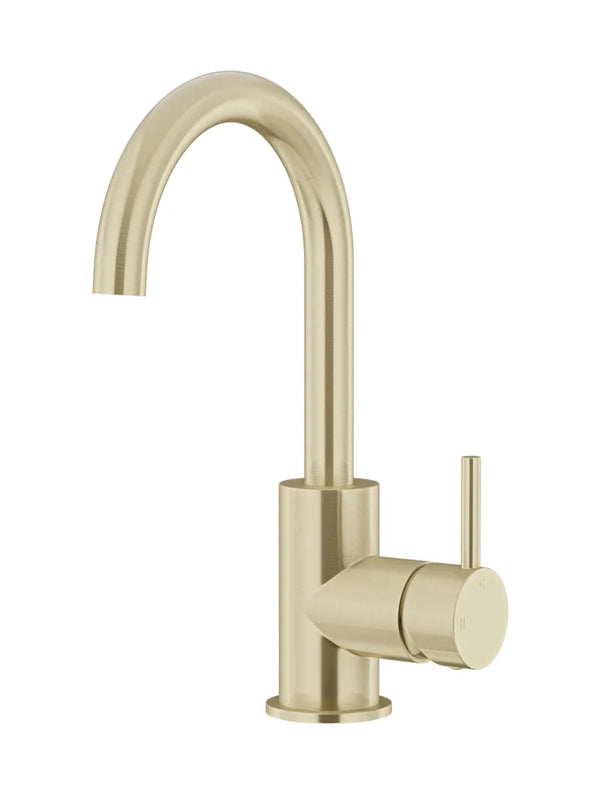 Meir Round Gooseneck Basin Mixer with Cold Start - PVD Tiger Bronze