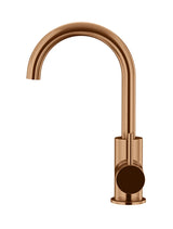 Meir Round Gooseneck Basin Mixer with Cold Start - PVD Lustre Bronze