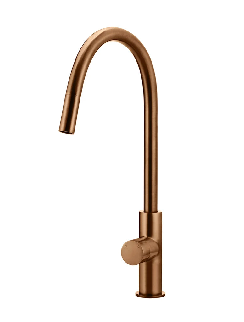 Meir Round Pinless Piccola Pull Out Kitchen Mixer Tap - PVD Lustre Bronze