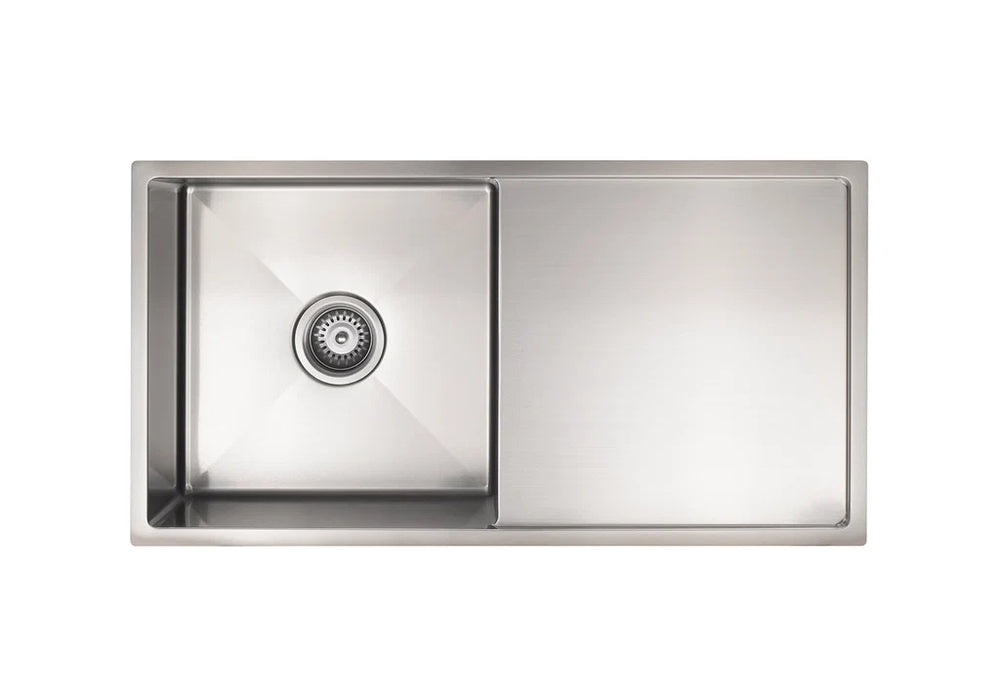 Meir Lavello Kitchen Sink - Single Bowl & Drainboard 840 x 440 - PVD Brushed Nickel