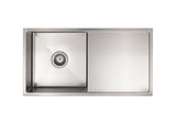Meir Lavello Kitchen Sink - Single Bowl & Drainboard 840 x 440 - PVD Brushed Nickel