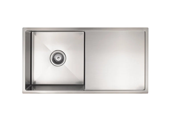 Meir Lavello Kitchen Sink - Single Bowl & Drainboard 840 x 440 - PVD Brushed Nickel