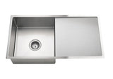 Meir Lavello Kitchen Sink - Single Bowl & Drainboard 840 x 440 - PVD Brushed Nickel