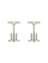 Meir Round Cross Handle Jumper Valve Wall Top Assemblies - PVD Brushed Nickel