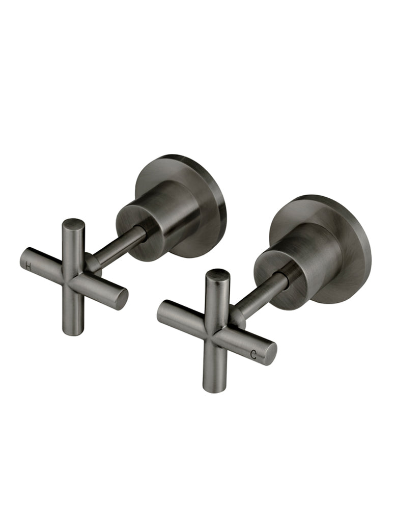Meir Round Cross Handle Jumper Valve Wall Top Assemblies - Shadow Gunmetal
