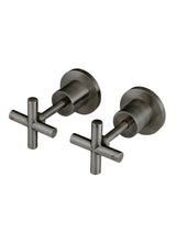 Meir Round Cross Handle Jumper Valve Wall Top Assemblies - Shadow Gunmetal